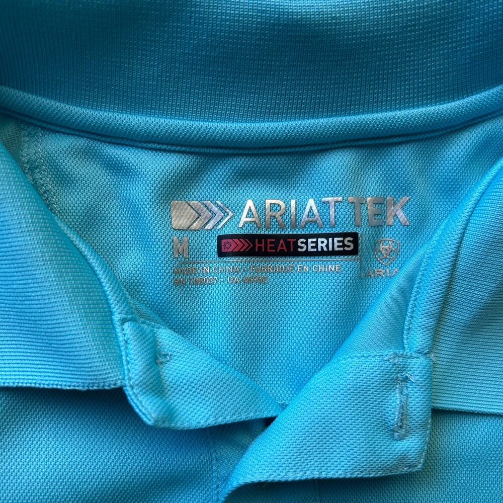 AriatTEK Heat Series Mens Medium Blue Performance Polo Shirt Western Golf - Picture 3 of 7